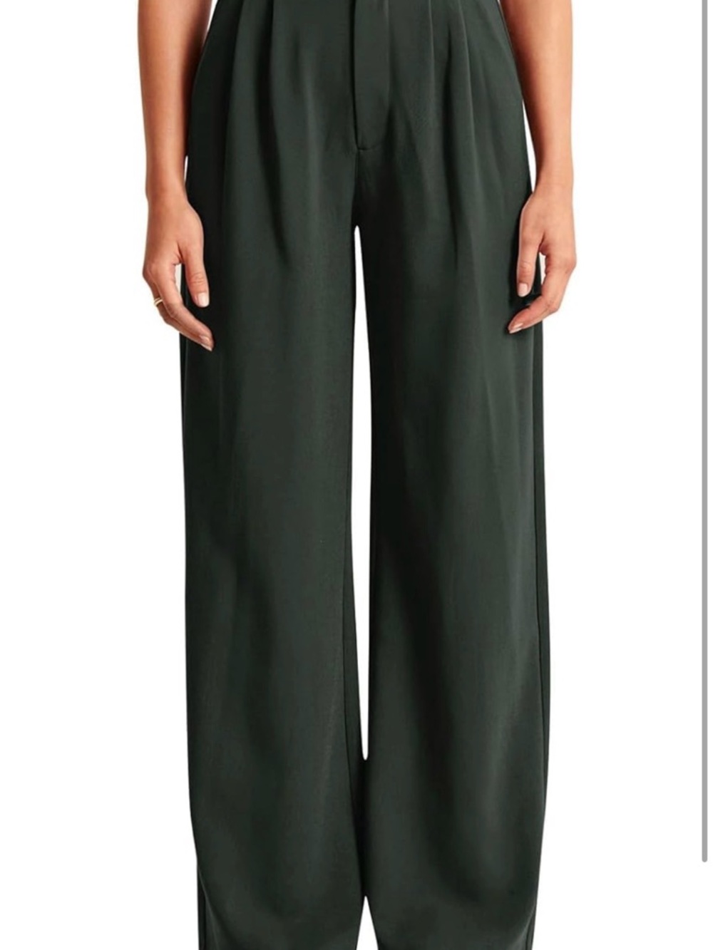 High waisted dark green work pants
